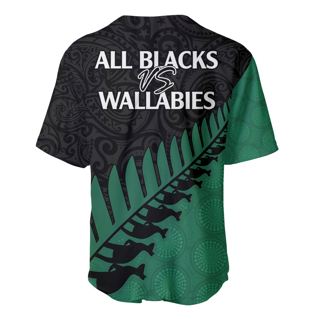 Australia Wallabies and Aotearoa Rugby Baseball Jersey Kangaroo Black Fern Maori Green Vibe LT9 - Polynesian Pride
