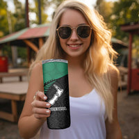 Australia New Zealand Rugby Skinny Tumbler Aboriginal Wallabies and Maori Black Fern Green Vibe LT9 - Polynesian Pride
