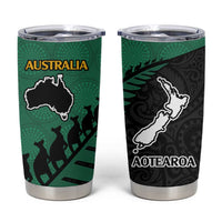 Australia New Zealand Rugby Tumbler Cup Aboriginal Wallabies and Maori Black Fern Green Vibe LT9 Green - Polynesian Pride