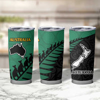 Australia New Zealand Rugby Tumbler Cup Aboriginal Wallabies and Maori Black Fern Green Vibe LT9 - Polynesian Pride
