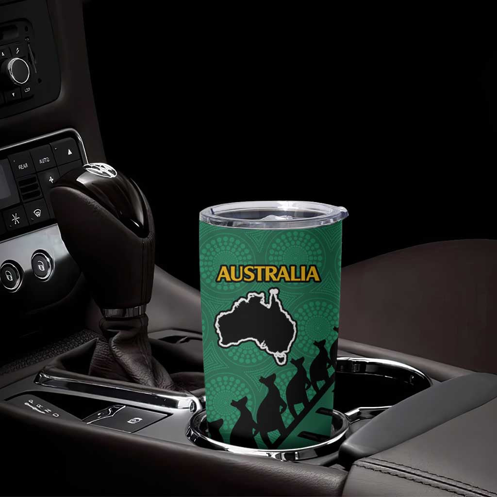 Australia New Zealand Rugby Tumbler Cup Aboriginal Wallabies and Maori Black Fern Green Vibe LT9 - Polynesian Pride