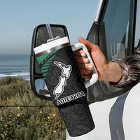 Australia New Zealand Rugby Tumbler With Handle Aboriginal Wallabies and Maori Black Fern Green Vibe LT9 - Polynesian Pride