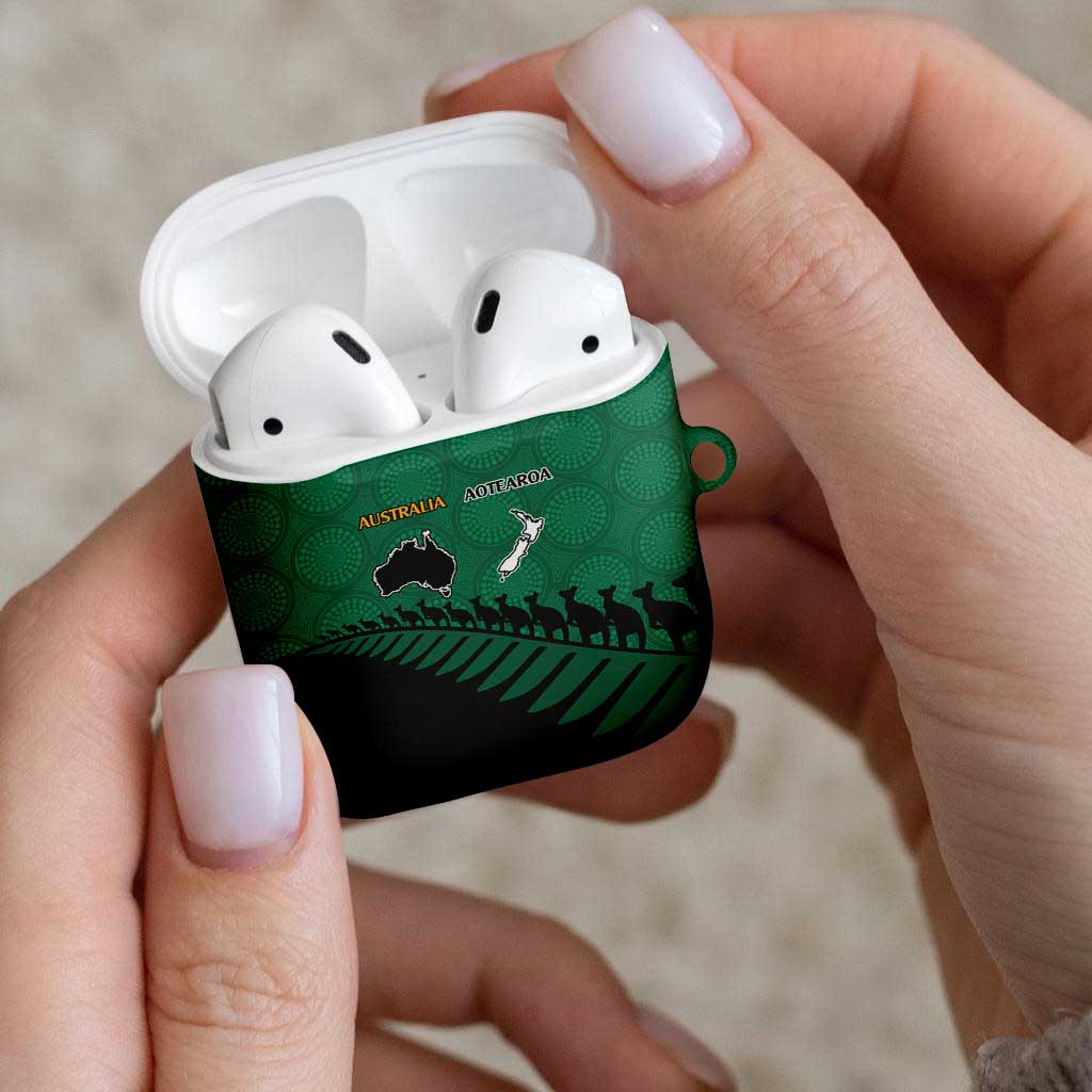 Australia New Zealand Rugby AirPods Case Green Aboriginal Wallabies and Maori Black Fern LT9 - Polynesian Pride