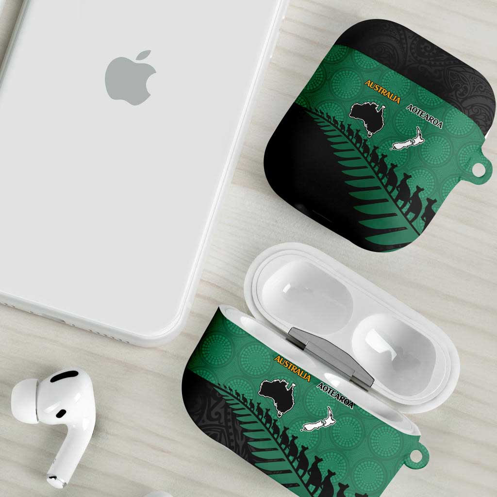 Australia New Zealand Rugby AirPods Case Green Aboriginal Wallabies and Maori Black Fern LT9 - Polynesian Pride
