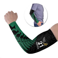 Australia New Zealand Rugby Arm Sleeves Green Aboriginal Wallabies and Maori Black Fern LT9 Set of 2 Green - Polynesian Pride