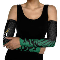 Australia New Zealand Rugby Arm Sleeves Green Aboriginal Wallabies and Maori Black Fern LT9 - Polynesian Pride