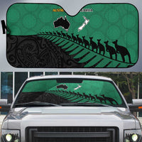 Australia New Zealand Rugby Auto Sun Shade Green Aboriginal Wallabies and Maori Black Fern LT9 Green - Polynesian Pride