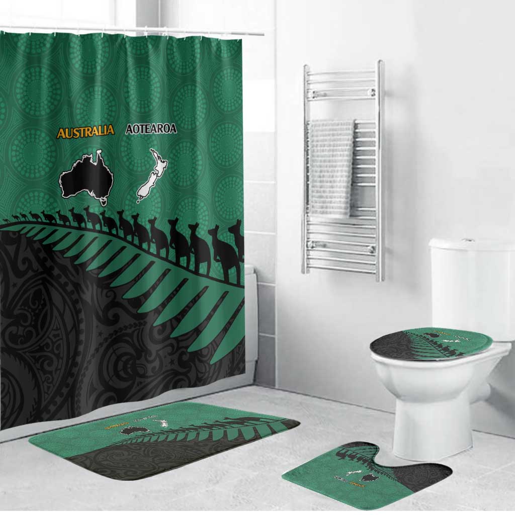 Australia New Zealand Rugby Bathroom Set Green Aboriginal Wallabies and Maori Black Fern LT9 Bathroom Set (4 pcs) Green - Polynesian Pride