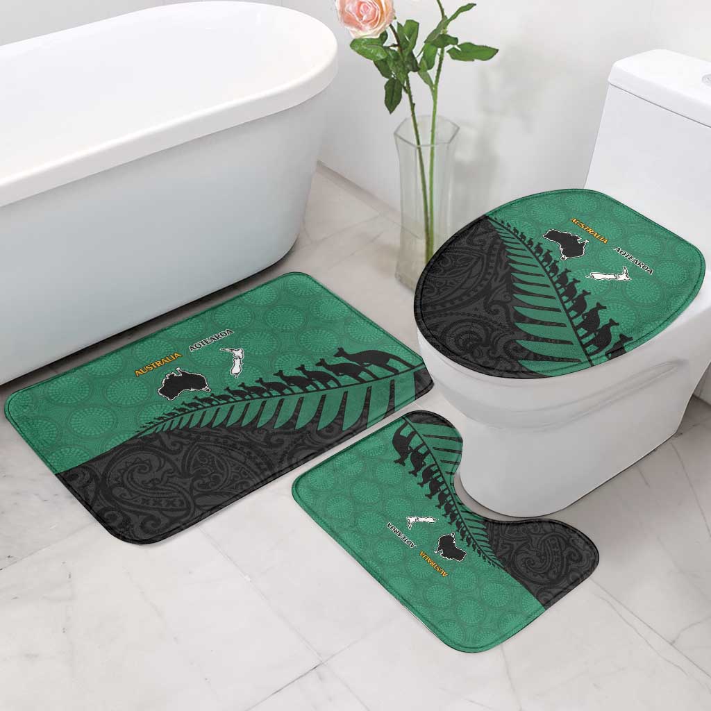 Australia New Zealand Rugby Bathroom Set Green Aboriginal Wallabies and Maori Black Fern LT9 - Polynesian Pride