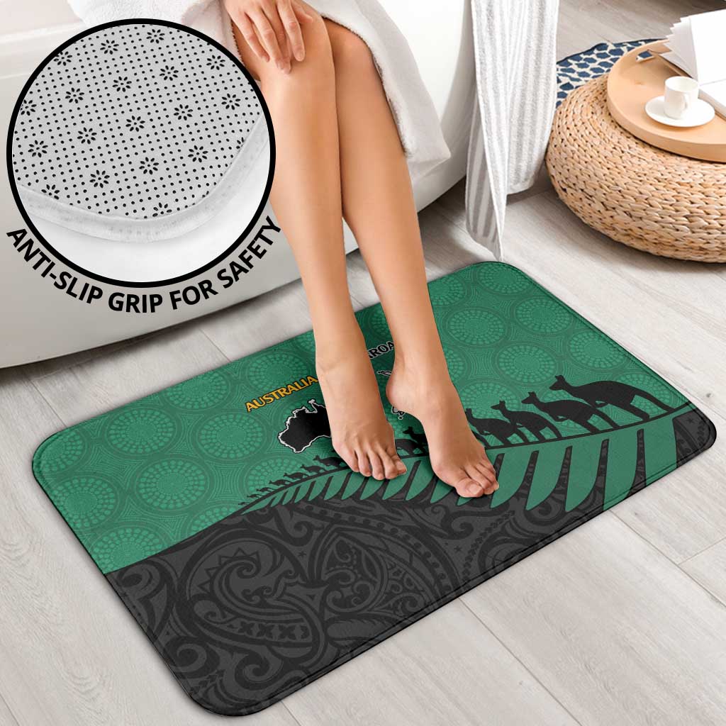 Australia New Zealand Rugby Bathroom Set Green Aboriginal Wallabies and Maori Black Fern LT9 - Polynesian Pride