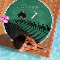 Australia New Zealand Rugby Beach Blanket Green Aboriginal Wallabies and Maori Black Fern LT9 - Polynesian Pride