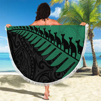 Australia New Zealand Rugby Beach Blanket Green Aboriginal Wallabies and Maori Black Fern LT9 - Polynesian Pride