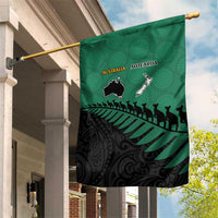 Australia New Zealand Rugby Garden Flag Green Aboriginal Wallabies and Maori Black Fern LT9 House Flag Green - Polynesian Pride