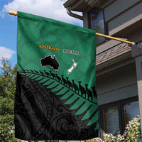 Australia New Zealand Rugby Garden Flag Green Aboriginal Wallabies and Maori Black Fern LT9 - Polynesian Pride