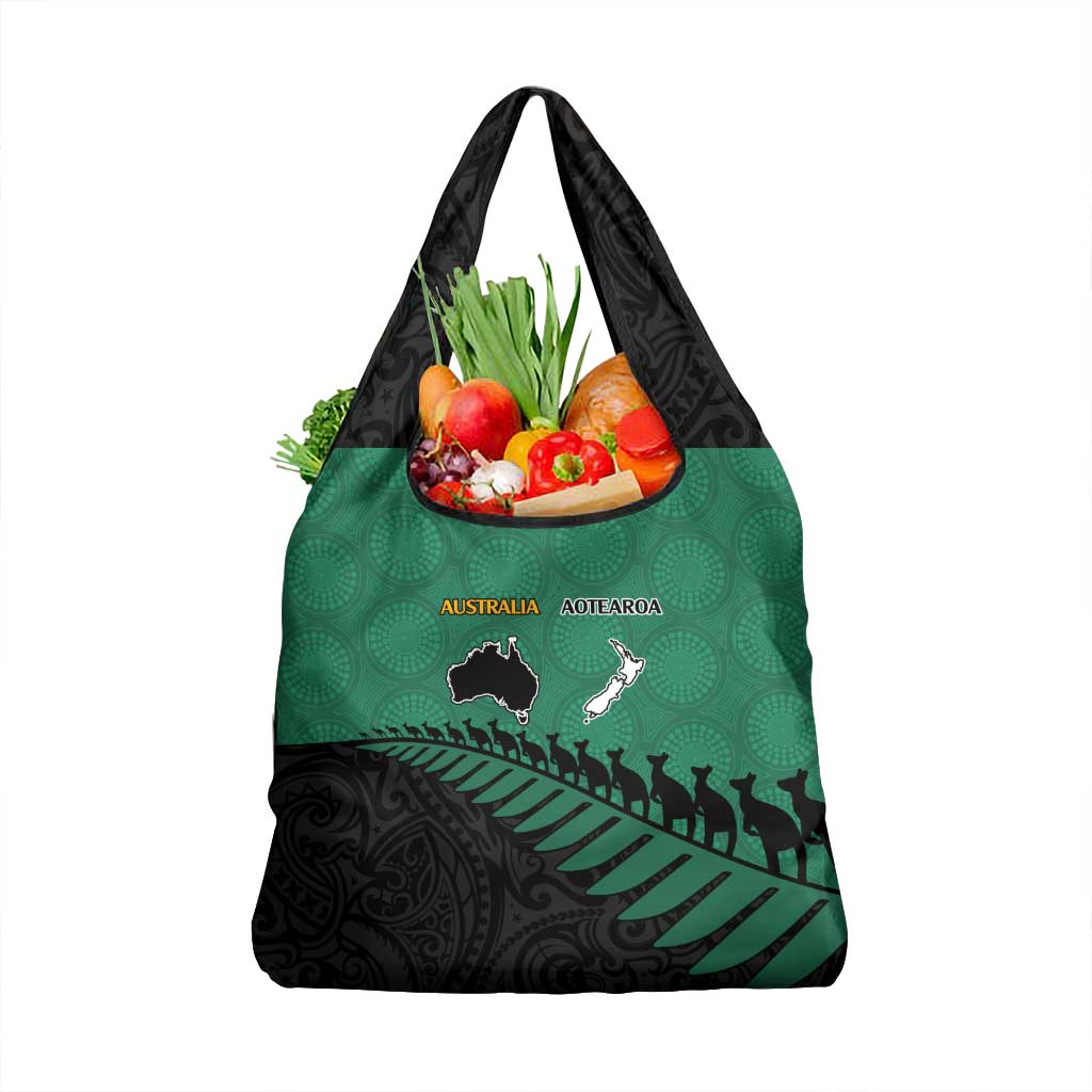 Australia New Zealand Rugby Grocery Bag Green Aboriginal Wallabies and Maori Black Fern LT9 1-pack One Size Green - Polynesian Pride