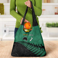 Australia New Zealand Rugby Grocery Bag Green Aboriginal Wallabies and Maori Black Fern LT9 - Polynesian Pride