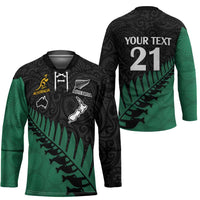 Australia New Zealand Rugby Hockey Jersey Green Aboriginal Wallabies and Maori Black Fern LT9 - Polynesian Pride