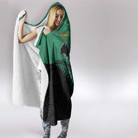 Australia New Zealand Rugby Hooded Blanket Green Aboriginal Wallabies and Maori Black Fern LT9 - Polynesian Pride