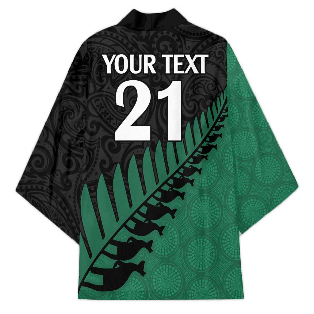 Australia New Zealand Rugby Kimono Green Aboriginal Wallabies and Maori Black Fern LT9 - Polynesian Pride
