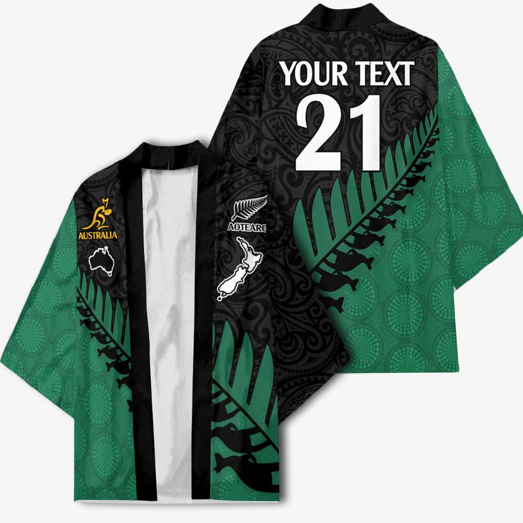 Australia New Zealand Rugby Kimono Green Aboriginal Wallabies and Maori Black Fern LT9 - Polynesian Pride