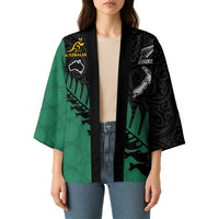 Australia New Zealand Rugby Kimono Green Aboriginal Wallabies and Maori Black Fern LT9 - Polynesian Pride