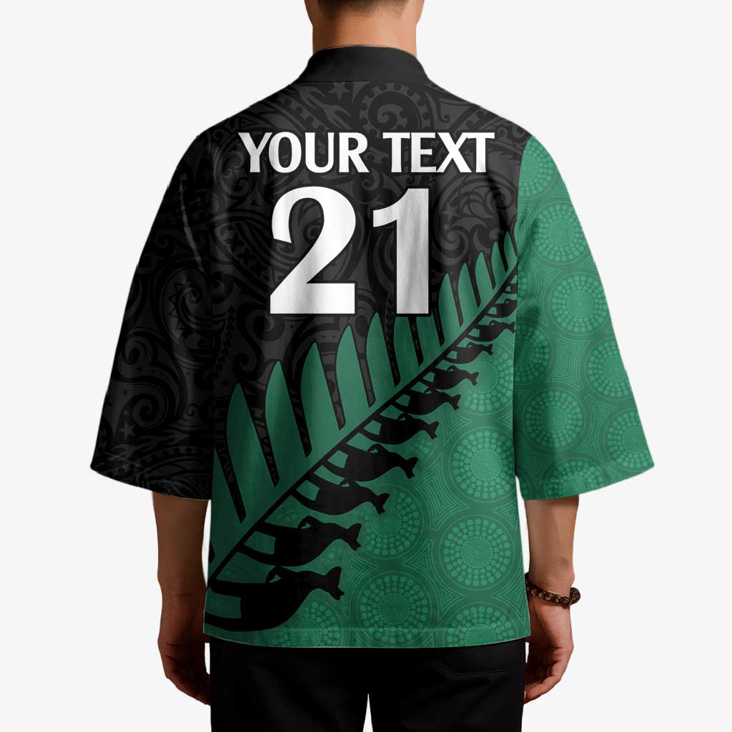 Australia New Zealand Rugby Kimono Green Aboriginal Wallabies and Maori Black Fern LT9 - Polynesian Pride