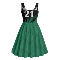 Australia New Zealand Rugby Midi Dress Green Aboriginal Wallabies and Maori Black Fern LT9 - Polynesian Pride