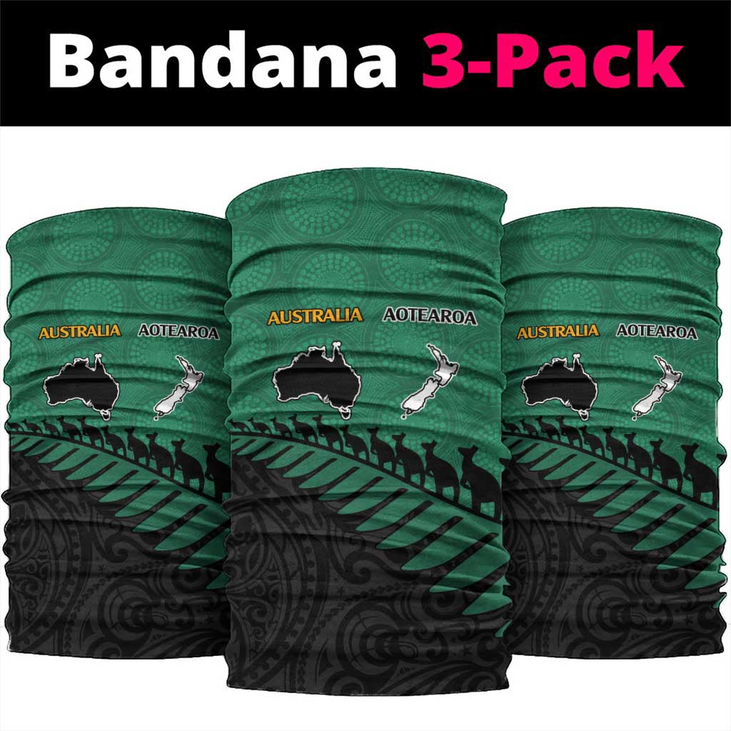 Australia New Zealand Rugby Neck Gaiter Green Aboriginal Wallabies and Maori Black Fern LT9 package One Size: 25*50cm Green - Polynesian Pride