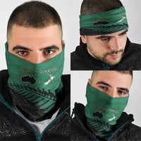 Australia New Zealand Rugby Neck Gaiter Green Aboriginal Wallabies and Maori Black Fern LT9 - Polynesian Pride