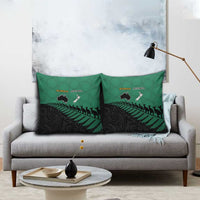 Australia New Zealand Rugby Pillow Cover Green Aboriginal Wallabies and Maori Black Fern LT9 - Polynesian Pride