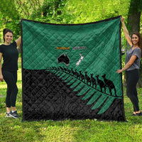 Australia New Zealand Rugby Quilt Green Aboriginal Wallabies and Maori Black Fern LT9 - Polynesian Pride