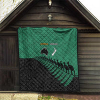 Australia New Zealand Rugby Quilt Green Aboriginal Wallabies and Maori Black Fern LT9 - Polynesian Pride