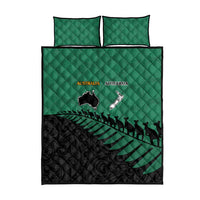Australia New Zealand Rugby Quilt Bed Set Green Aboriginal Wallabies and Maori Black Fern LT9 - Polynesian Pride