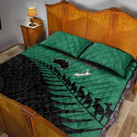 Australia New Zealand Rugby Quilt Bed Set Green Aboriginal Wallabies and Maori Black Fern LT9 - Polynesian Pride