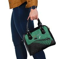 Australia New Zealand Rugby Shoulder Handbag Green Aboriginal Wallabies and Maori Black Fern LT9 - Polynesian Pride