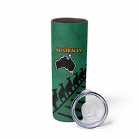 Australia New Zealand Rugby Skinny Tumbler Green Aboriginal Wallabies and Maori Black Fern LT9 - Polynesian Pride