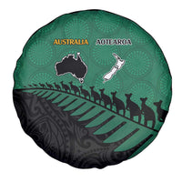 Australia New Zealand Rugby Spare Tire Cover Green Aboriginal Wallabies and Maori Black Fern LT9 - Polynesian Pride