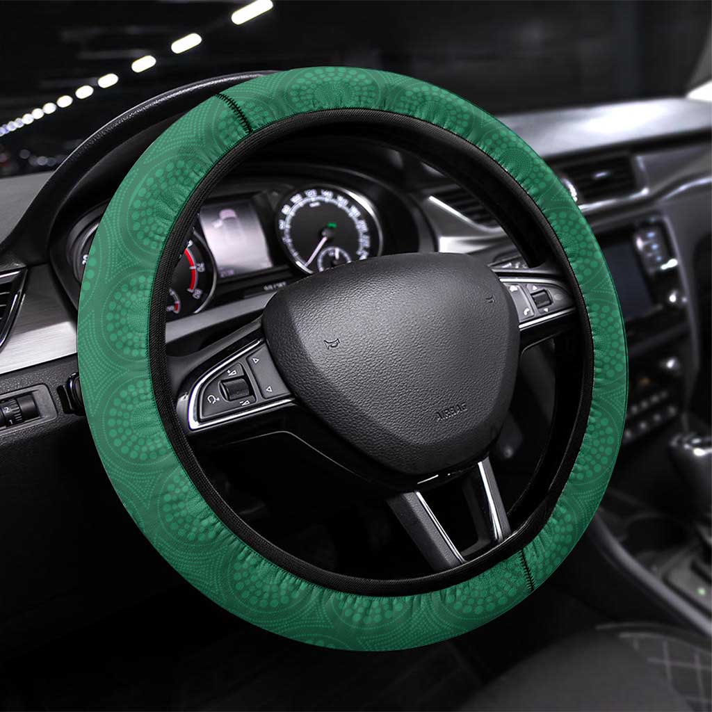 Australia New Zealand Rugby Steering Wheel Cover Green Aboriginal Wallabies and Maori Black Fern LT9 Universal Fit Green - Polynesian Pride