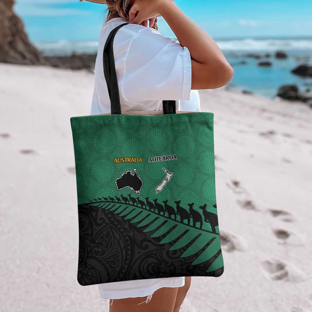 Australia New Zealand Rugby Tote Bag Green Aboriginal Wallabies and Maori Black Fern LT9 - Polynesian Pride