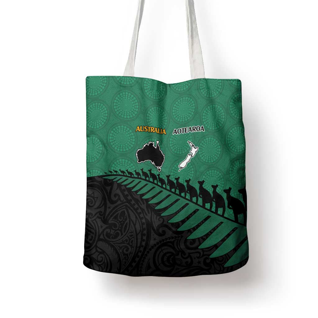 Australia New Zealand Rugby Tote Bag Green Aboriginal Wallabies and Maori Black Fern LT9 - Polynesian Pride