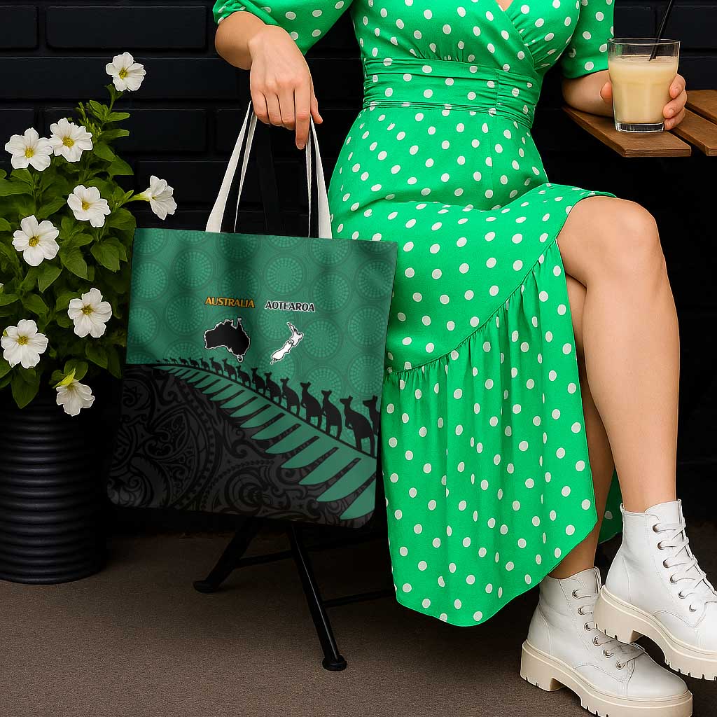 Australia New Zealand Rugby Tote Bag Green Aboriginal Wallabies and Maori Black Fern LT9 - Polynesian Pride