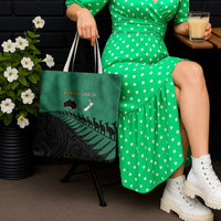 Australia New Zealand Rugby Tote Bag Green Aboriginal Wallabies and Maori Black Fern LT9 - Polynesian Pride