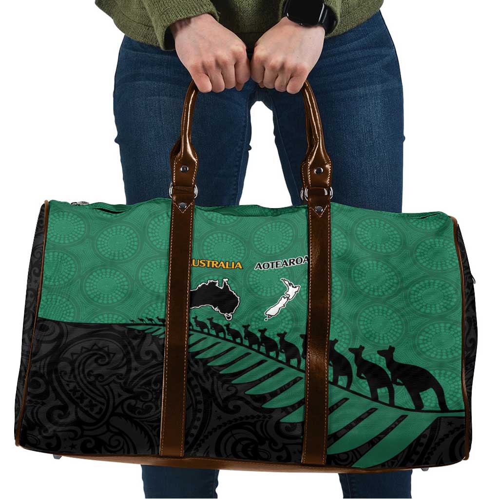 Australia New Zealand Rugby Travel Bag Green Aboriginal Wallabies and Maori Black Fern LT9 Green - Polynesian Pride