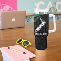 Australia New Zealand Rugby Tumbler With Handle Green Aboriginal Wallabies and Maori Black Fern LT9 - Polynesian Pride