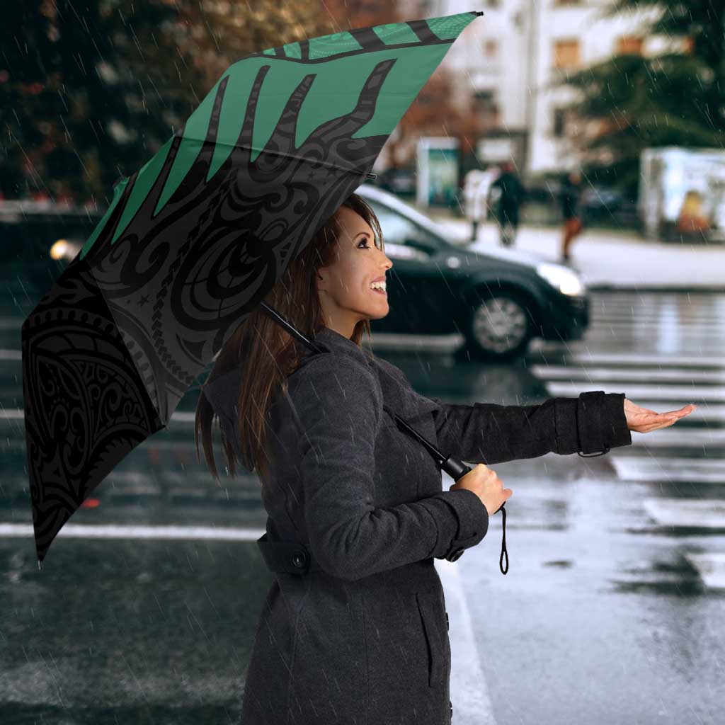 Australia New Zealand Rugby Umbrella Green Aboriginal Wallabies and Maori Black Fern LT9 - Polynesian Pride
