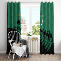 Australia New Zealand Rugby Window Curtain Green Aboriginal Wallabies and Maori Black Fern LT9 - Polynesian Pride