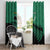 Australia New Zealand Rugby Window Curtain Green Aboriginal Wallabies and Maori Black Fern - Polynesian Pride