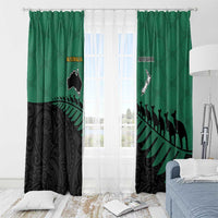 Australia New Zealand Rugby Window Curtain Green Aboriginal Wallabies and Maori Black Fern LT9 - Polynesian Pride