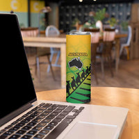 Australia New Zealand Rugby Skinny Tumbler Aboriginal Wallabies and Maori Black Fern Gradient Vibe LT9 - Polynesian Pride