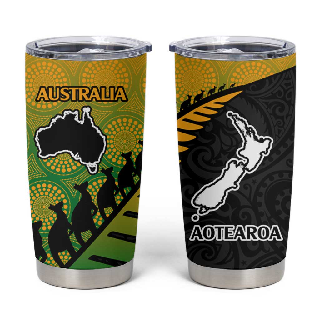 Australia New Zealand Rugby Tumbler Cup Aboriginal Wallabies and Maori Black Fern Gradient Vibe LT9 Gradient - Polynesian Pride